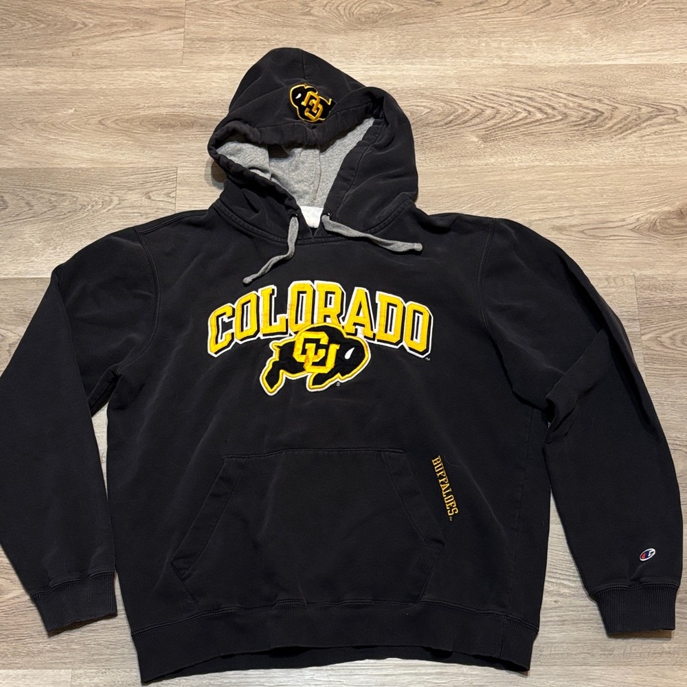 Vintage Champion Black and Yellow CU Buffs Hoodie